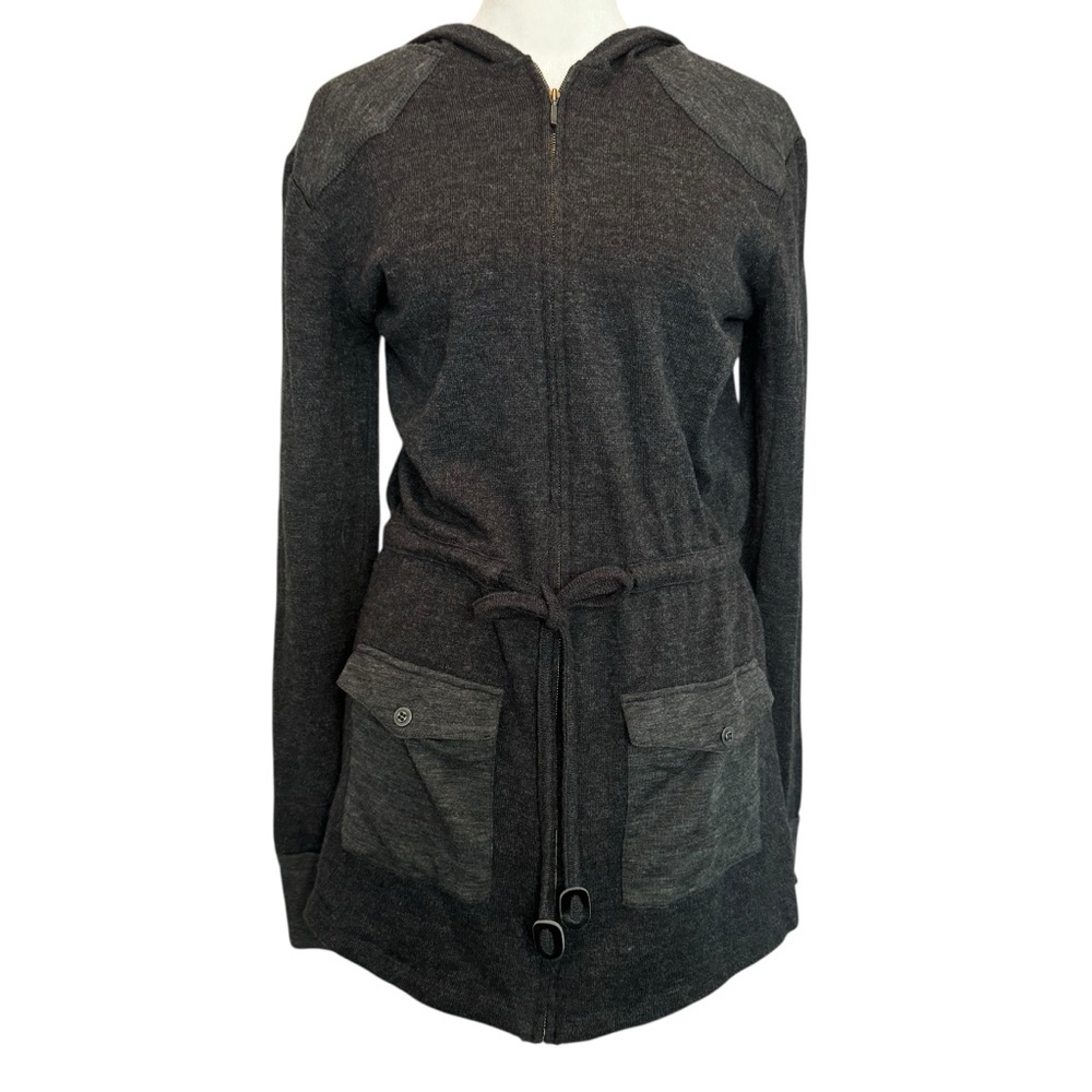 EMU zip up hoodie sweatshirt Size S merino wool pockets stretch workout
